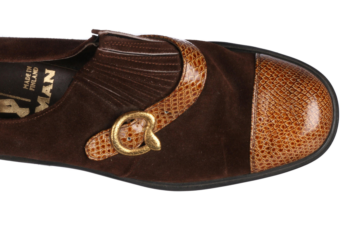 TopMan Vintage Brown Suede Shoes With Leather Strap and Toe Detail Size 6 1/2 - Ava & Iva