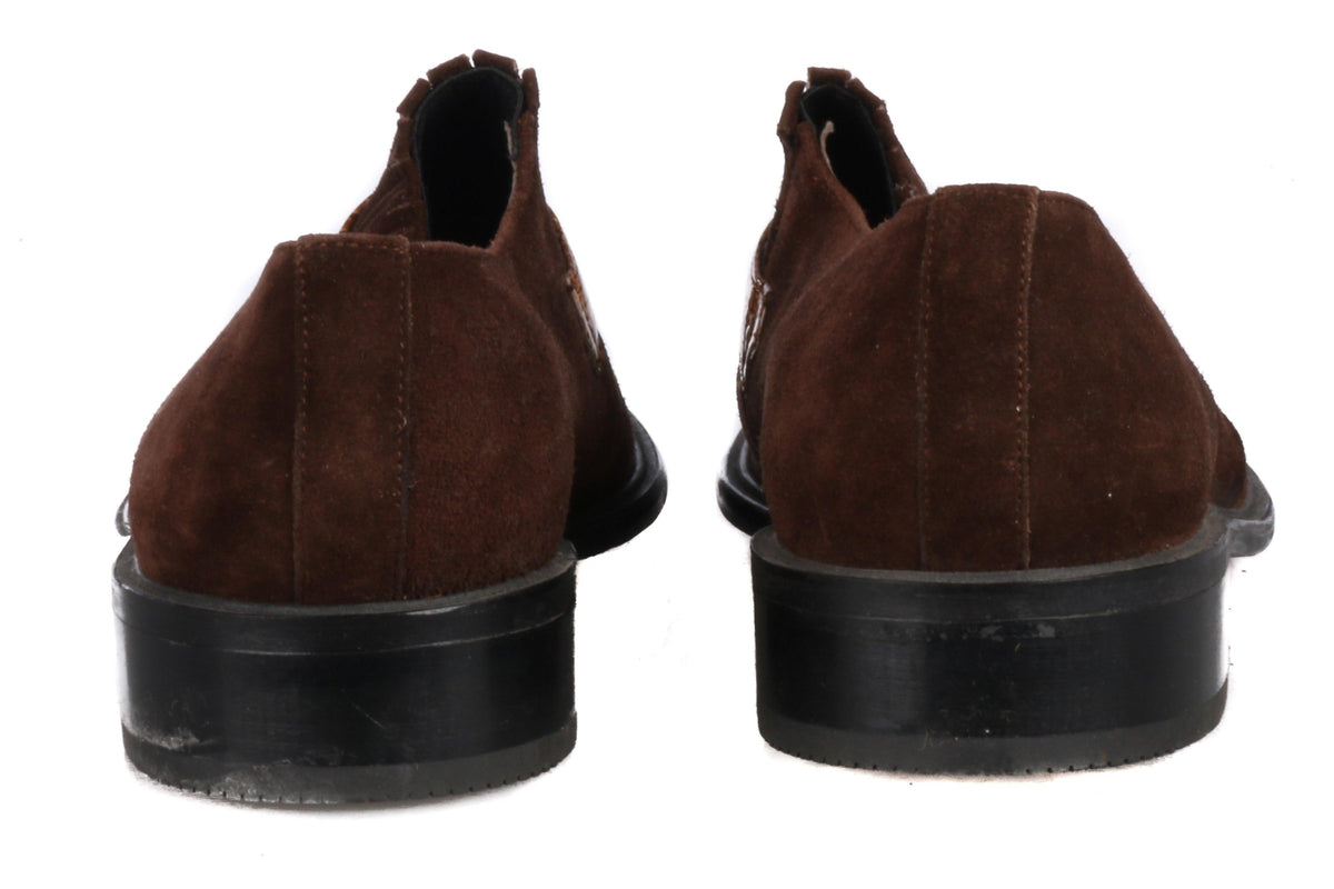 TopMan Vintage Brown Suede Shoes With Leather Strap and Toe Detail Size 6 1/2 - Ava & Iva