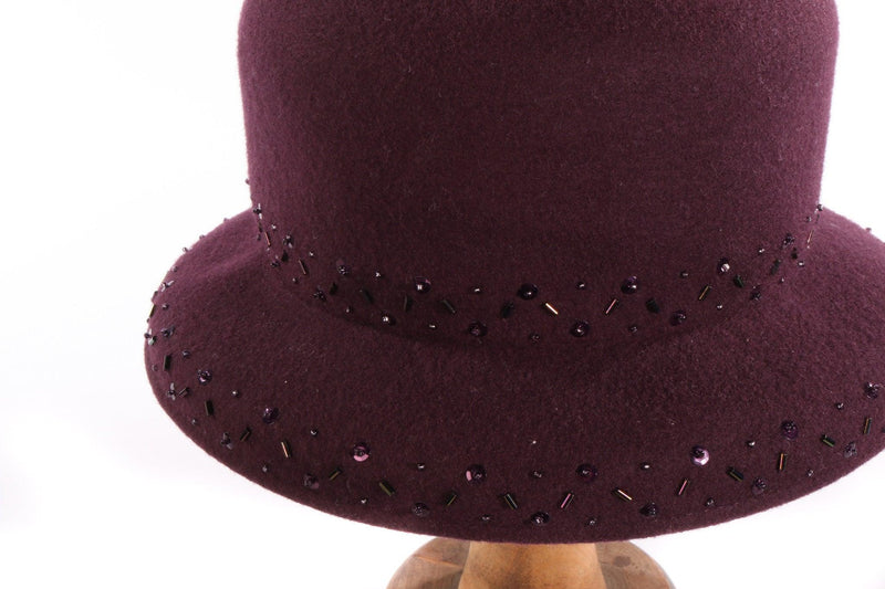Belfour purple hat with beading side