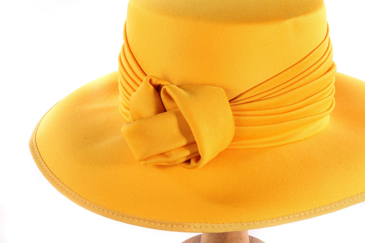Kangol yellow hat with knot detail detail