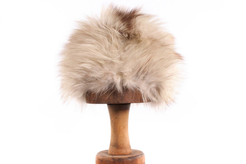Cream and brown fur hat 