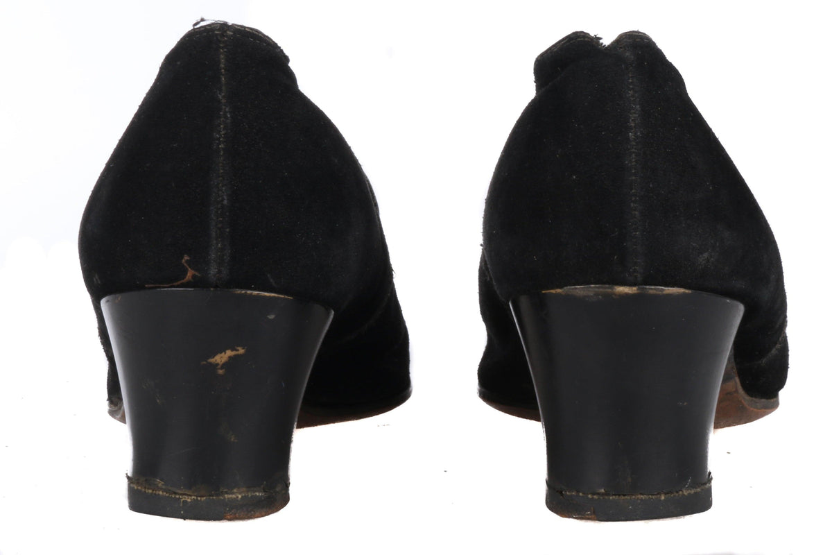 1930's/40's Black Suede Vintage Shoes Est Size UK 5 - Ava & Iva