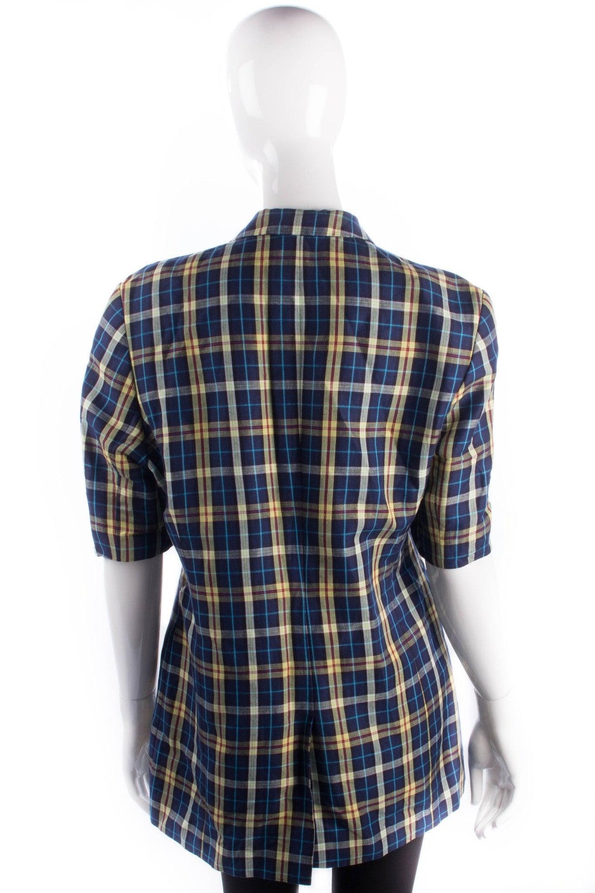 Basler Half Sleeve Long Jacket  Blue and Yellow Check UK12 - Ava & Iva