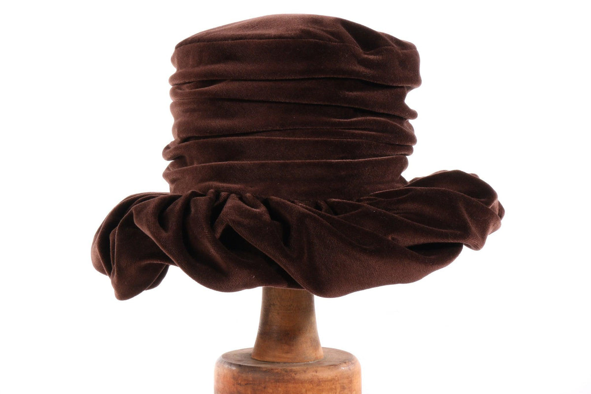 Karen Davis london brown velvet hat 