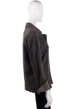 Verse Suede Jacket Olive Green with Stiching Detail est UK Size 14 - Ava & Iva