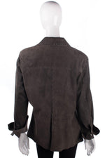 Verse Suede Jacket Olive Green with Stiching Detail est UK Size 14 - Ava & Iva