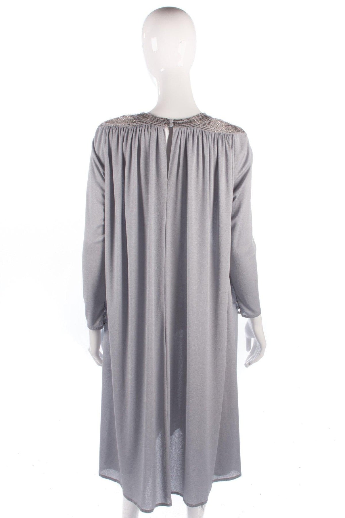 Grey vintage light jersey dress with beaded detail size M/L back