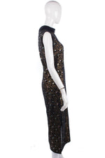 Vintage 1970's Sleeveless Long Dress Black and Gold Size 12 - Ava & Iva
