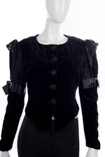 Photo of London steam punk style velvet jacket with lace details size 10/12 detail