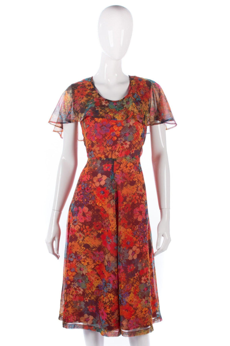 Lovely floral chiffon vintage dress probably a handmade garment - Ava & Iva