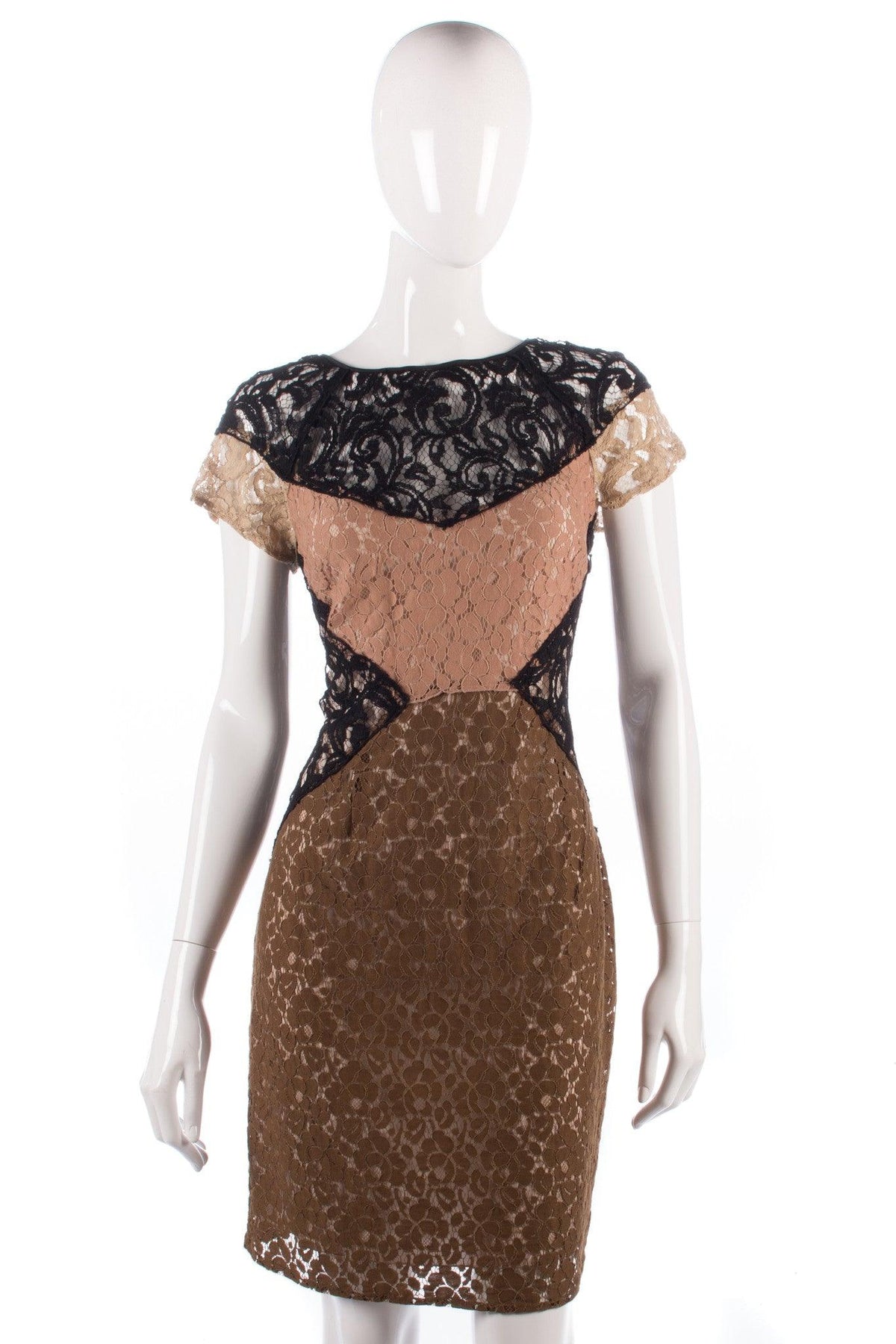 Hoss iItroqia lace black cream and brown dress size 14 - Ava & Iva