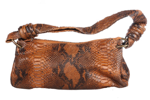 Carla Sade Faux Snakeskin Shoulder Bag Light Brown - Ava & Iva