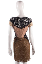 Hoss iItroqia lace black cream and brown dress size 14 - Ava & Iva