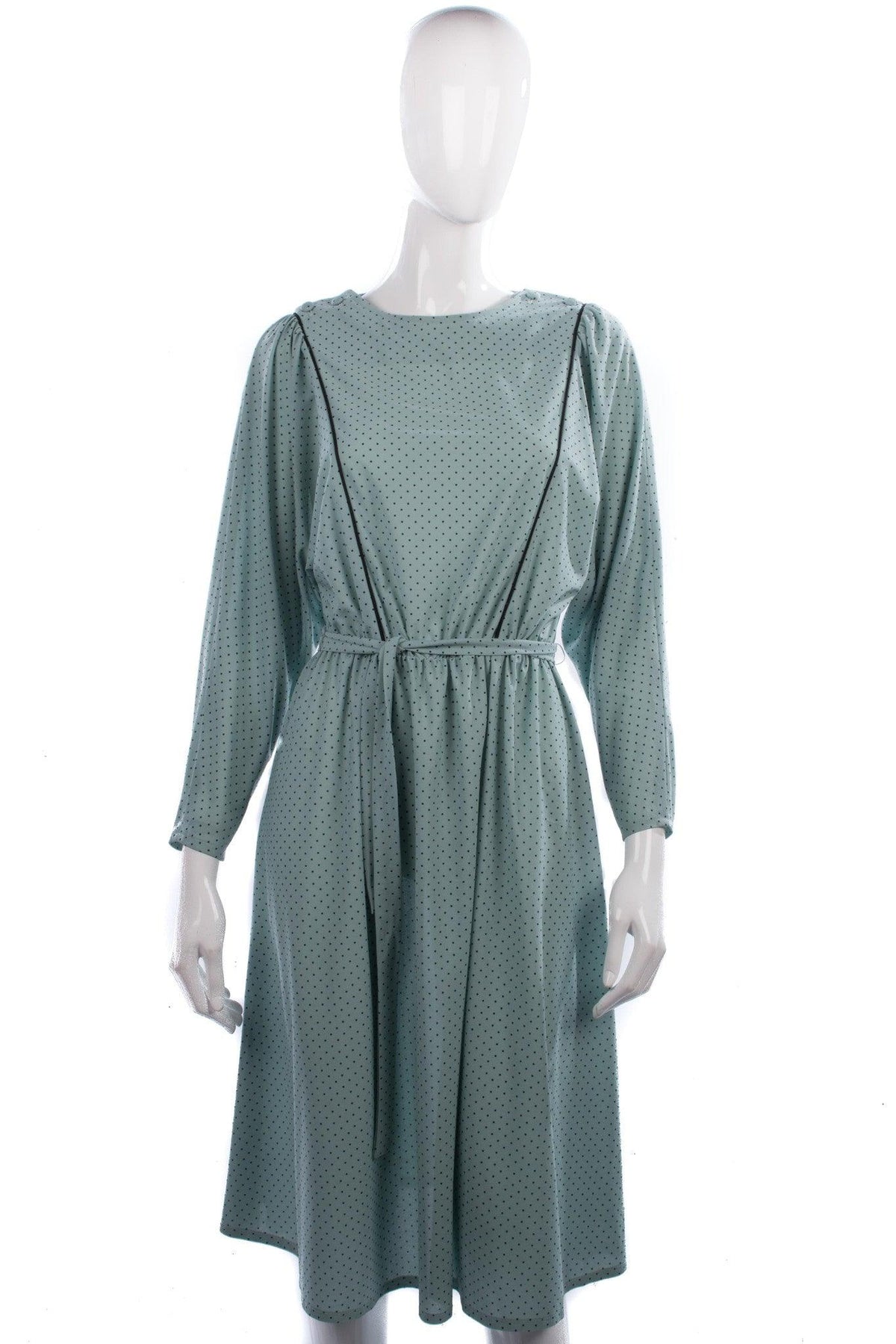 Vintage Laurie Denton Spotted Dress with Waist Tie Blue Size 12/14 - Ava & Iva