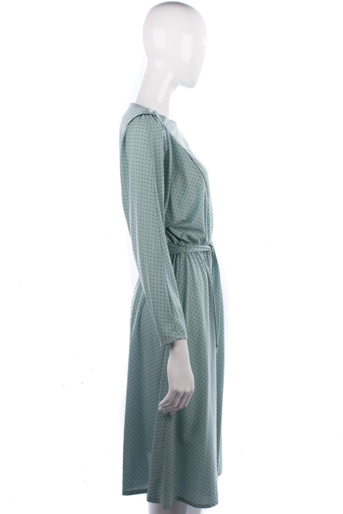 Vintage Laurie Denton Spotted Dress with Waist Tie Blue Size 12/14 - Ava & Iva