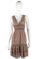 Miss Selfridge silk and lace dress light brown size 8 - Ava & Iva