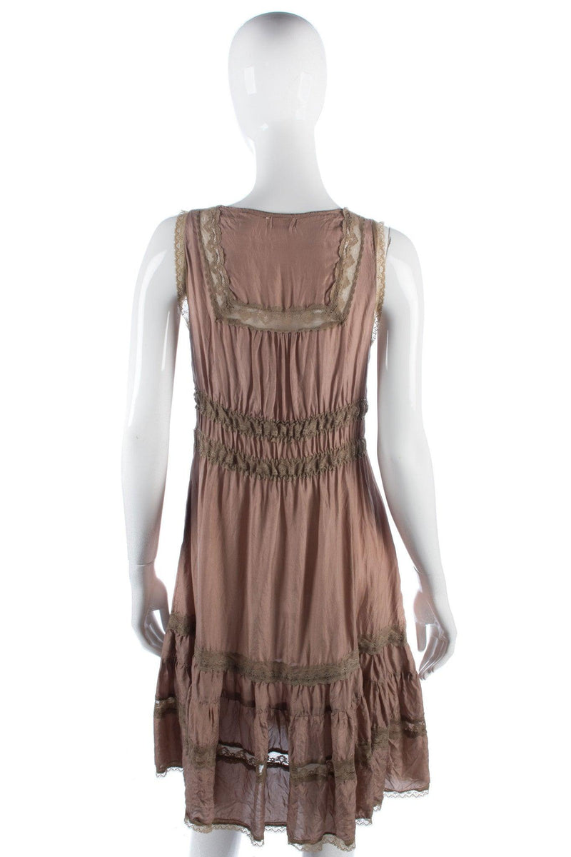 Miss Selfridge silk and lace dress light brown size 8 - Ava & Iva