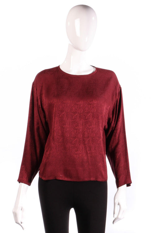 Austin Reed Designer Studio Silk Blouse Dark Red UK Size 12 - Ava & Iva