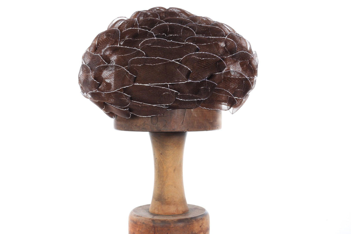 Brown net hat with silver details 