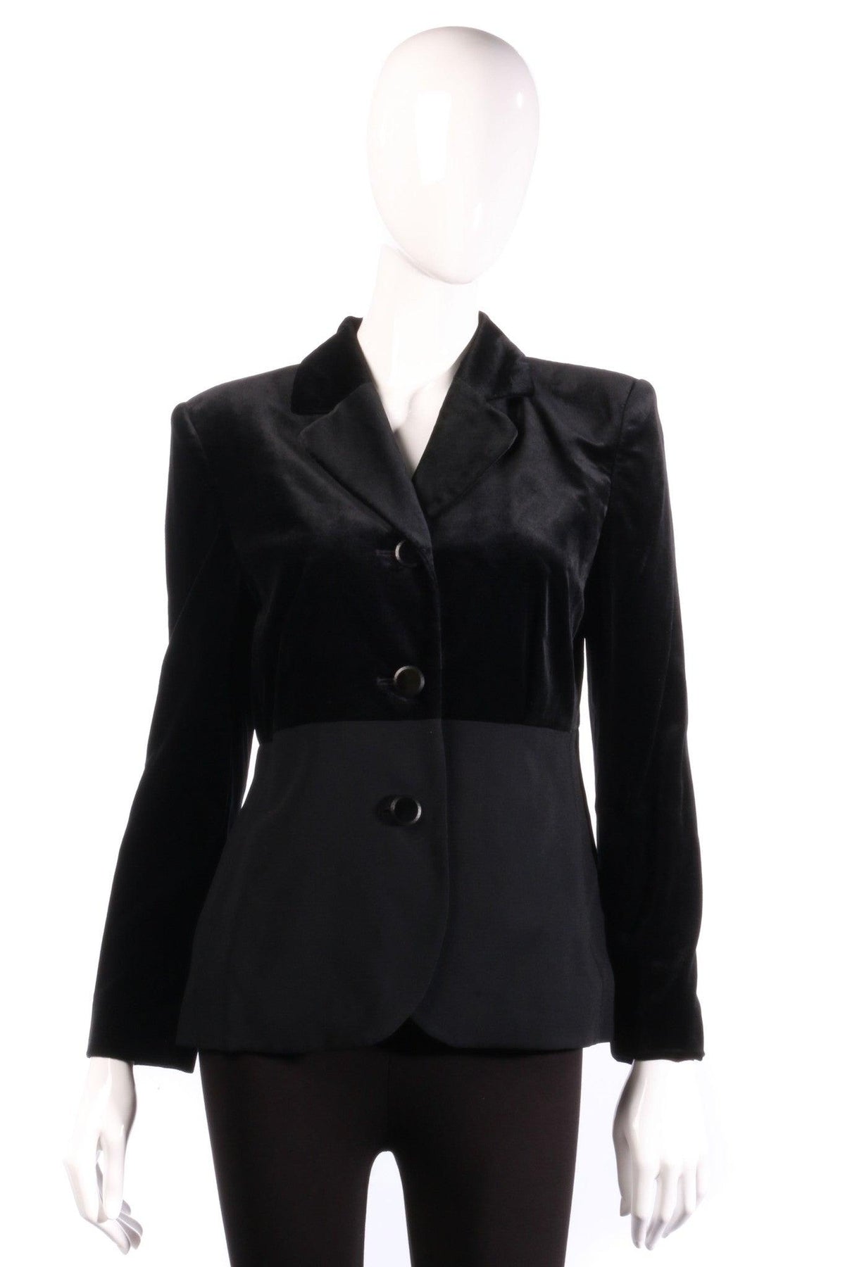 Jaeger Jacket Velvet and Cloth Black UK Size 10/12 Unworn - Ava & Iva