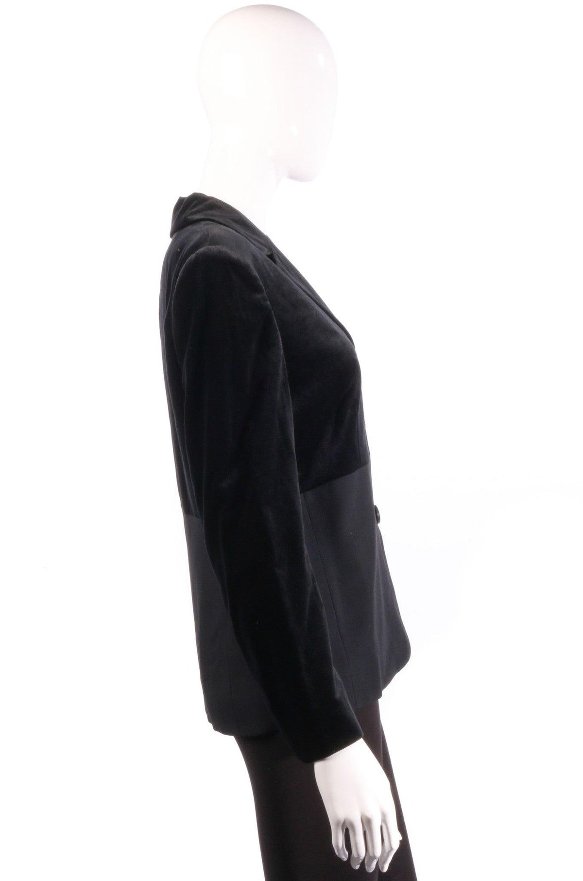 Jaeger Jacket Velvet and Cloth Black UK Size 10/12 Unworn - Ava & Iva