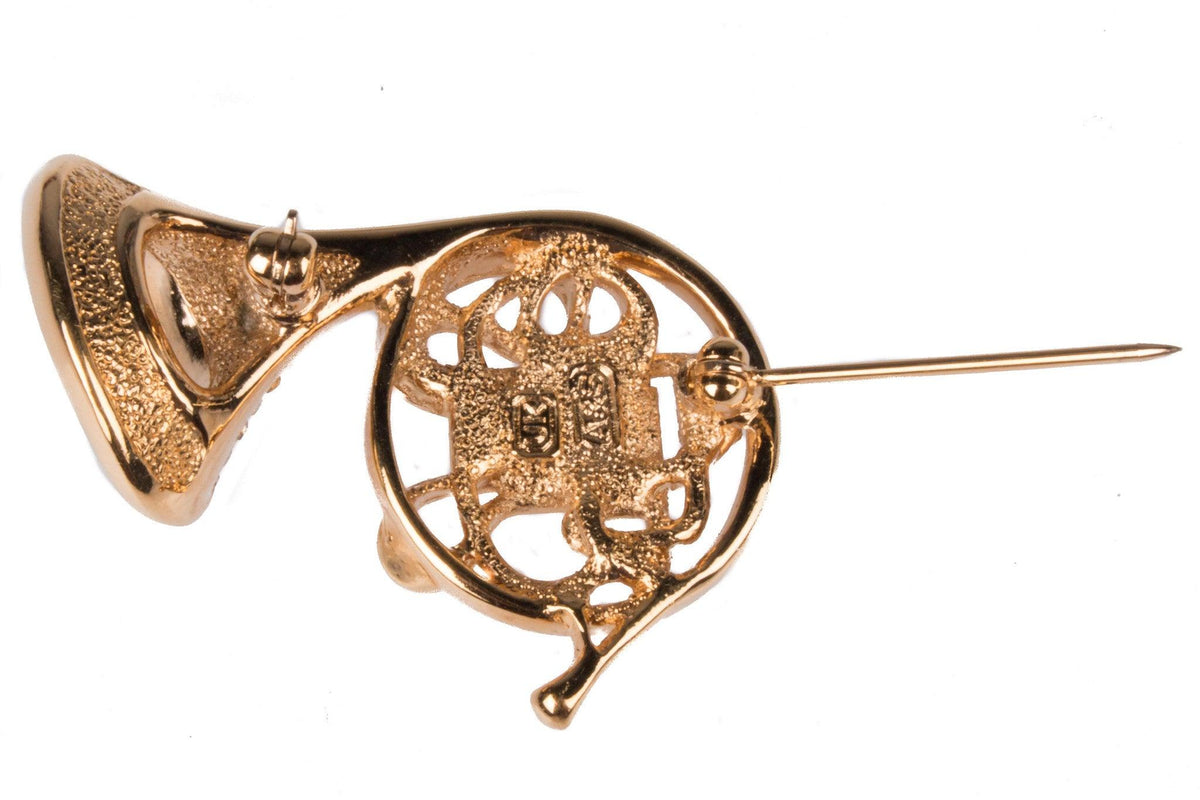 Attwood and Sawyer French Horn gold plated brooch - Ava & Iva
