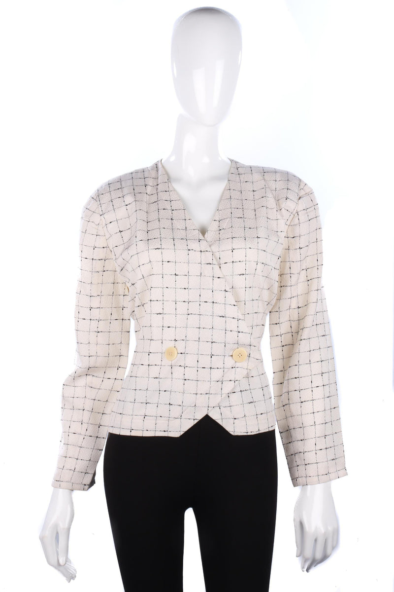 Giorgio Armani silk cream jacket with black check design size M/L - Ava & Iva
