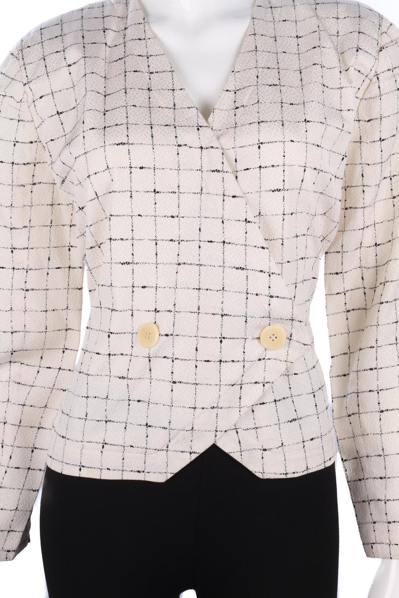 Giorgio Armani silk cream jacket with black check design size M/L - Ava & Iva