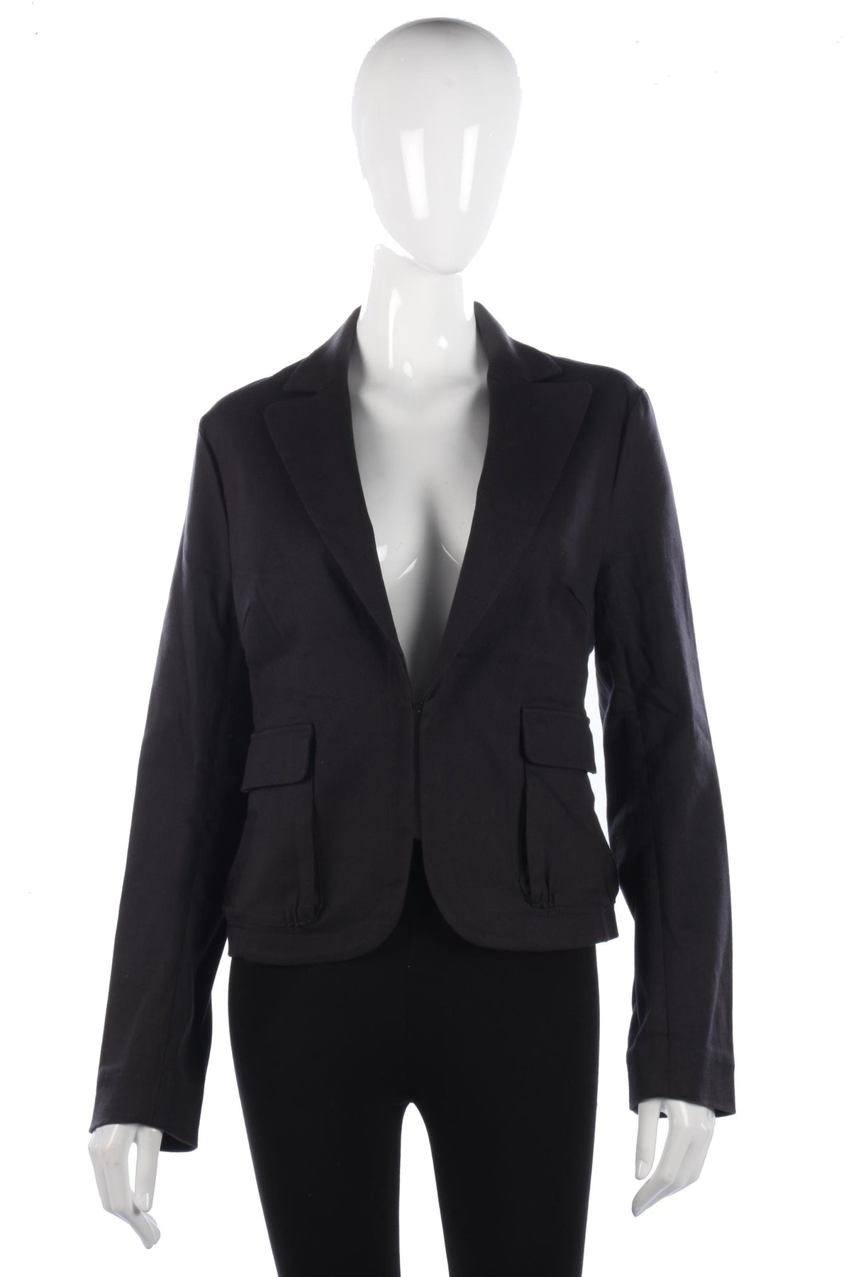 Nicole Farhi  Cropped Jacket Black Cotton UK Size 12 - Ava & Iva