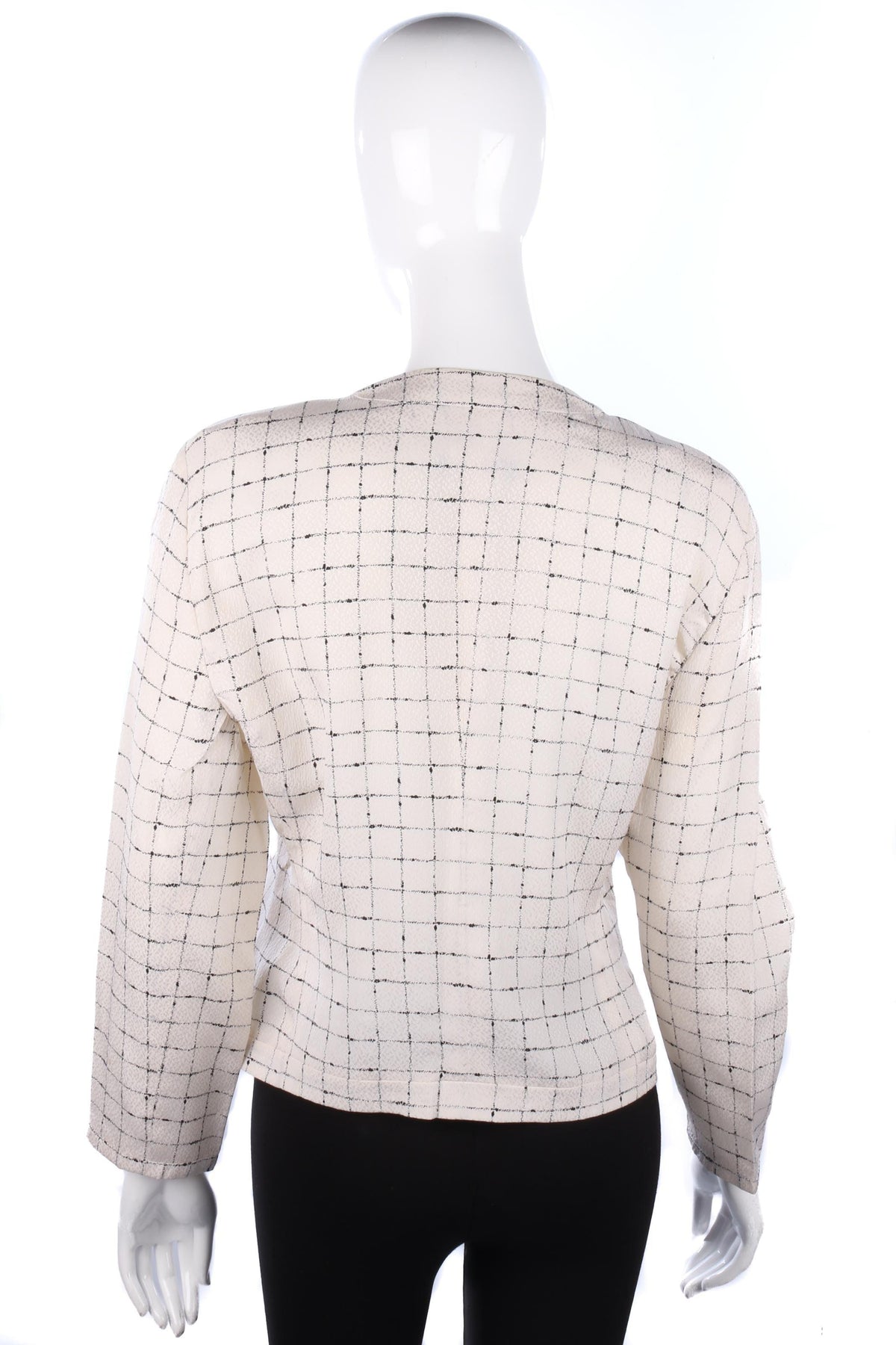 Giorgio Armani silk cream jacket with black check design size M/L - Ava & Iva