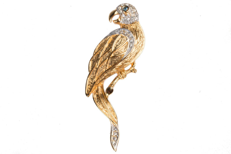 Parrot shaped gold tone diamante brooch - Ava & Iva