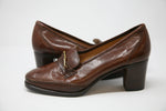 Kurt Geiger Vintage Heeled Loafers Brown with Gold Bar Size 37.5 Made In Italy - Ava & Iva