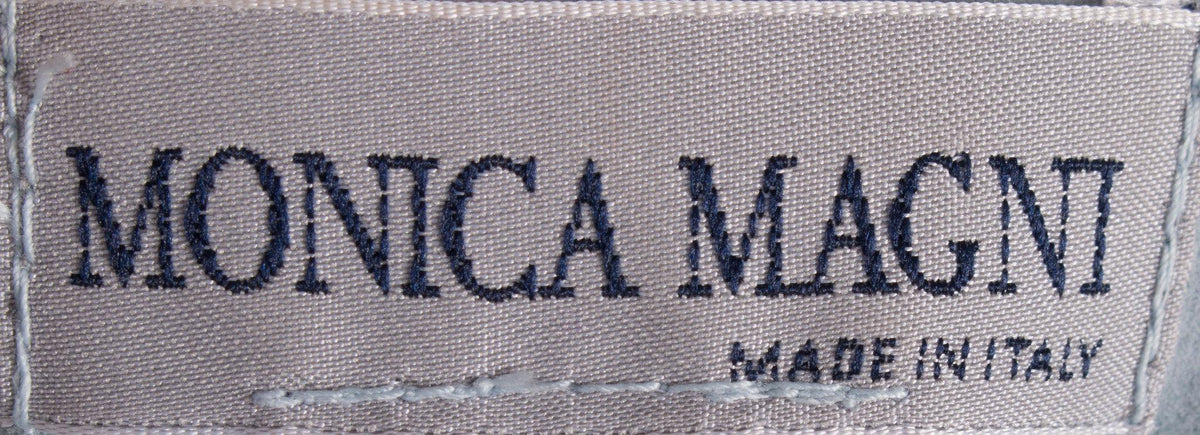 Pale blue designer suede fringed trousers, made in Italy. size 8 - Ava & Iva