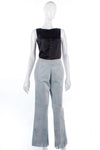 Pale blue designer suede fringed trousers, made in Italy. size 8 - Ava & Iva