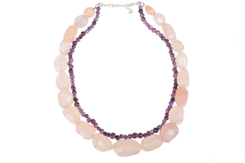 Rose Quartz and amethyst necklace. Simply stunning. - Ava & Iva