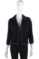 Lovely vintage wool black jacket with white piping details size M - Ava & Iva