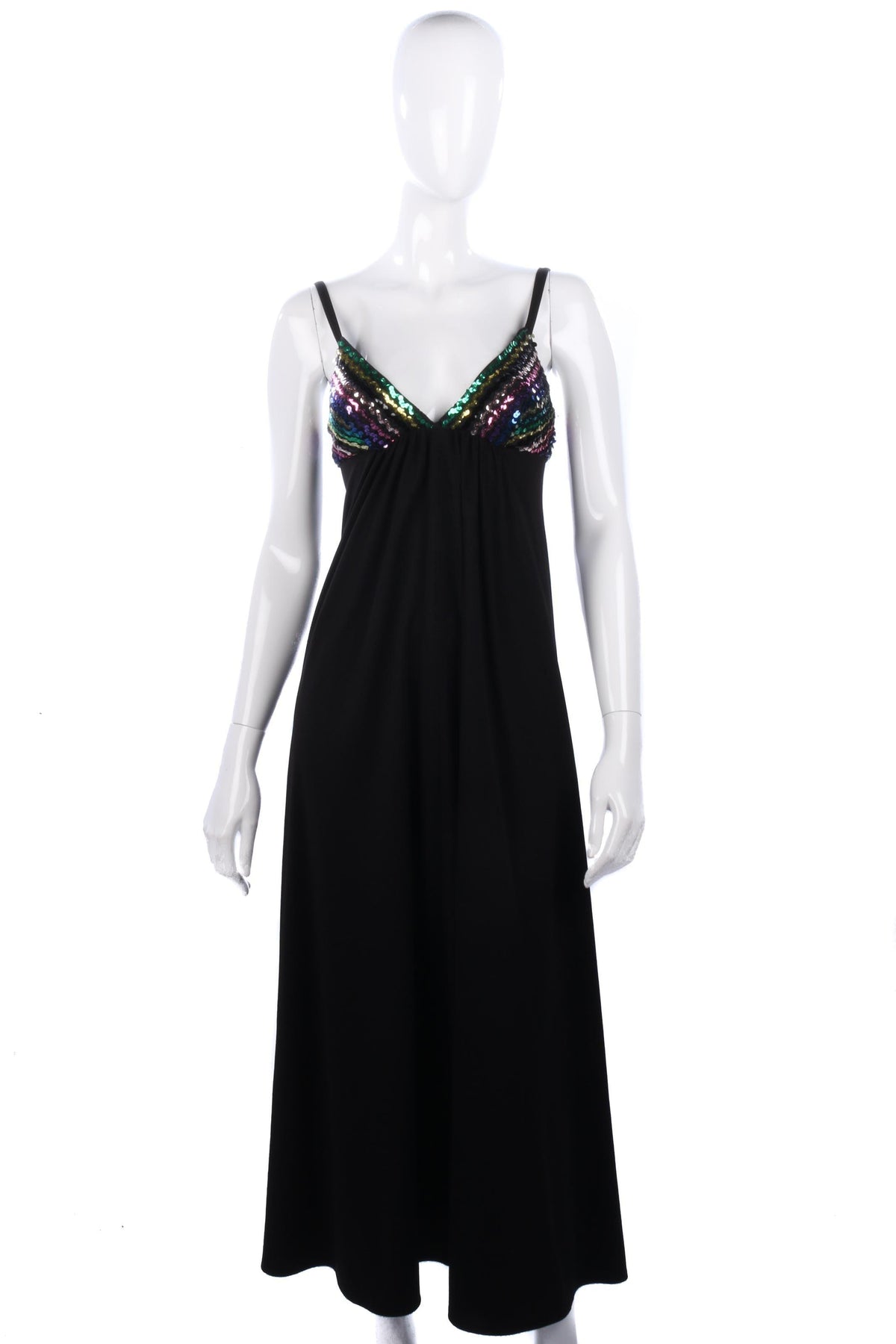 Quad Black Dress with Rainbow Sequinned Detail UK Size 8/10 - Ava & Iva