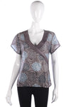 Norman Longstaff Silk Top Grey and Teal Size M - Ava & Iva