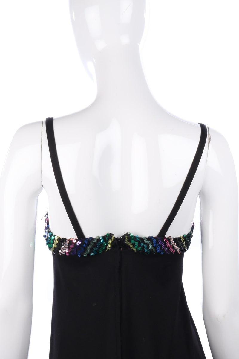 Quad Black Dress with Rainbow Sequinned Detail UK Size 8/10 - Ava & Iva