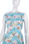 Vintage 1950's floral cotton blue and white dress size 10 - Ava & Iva