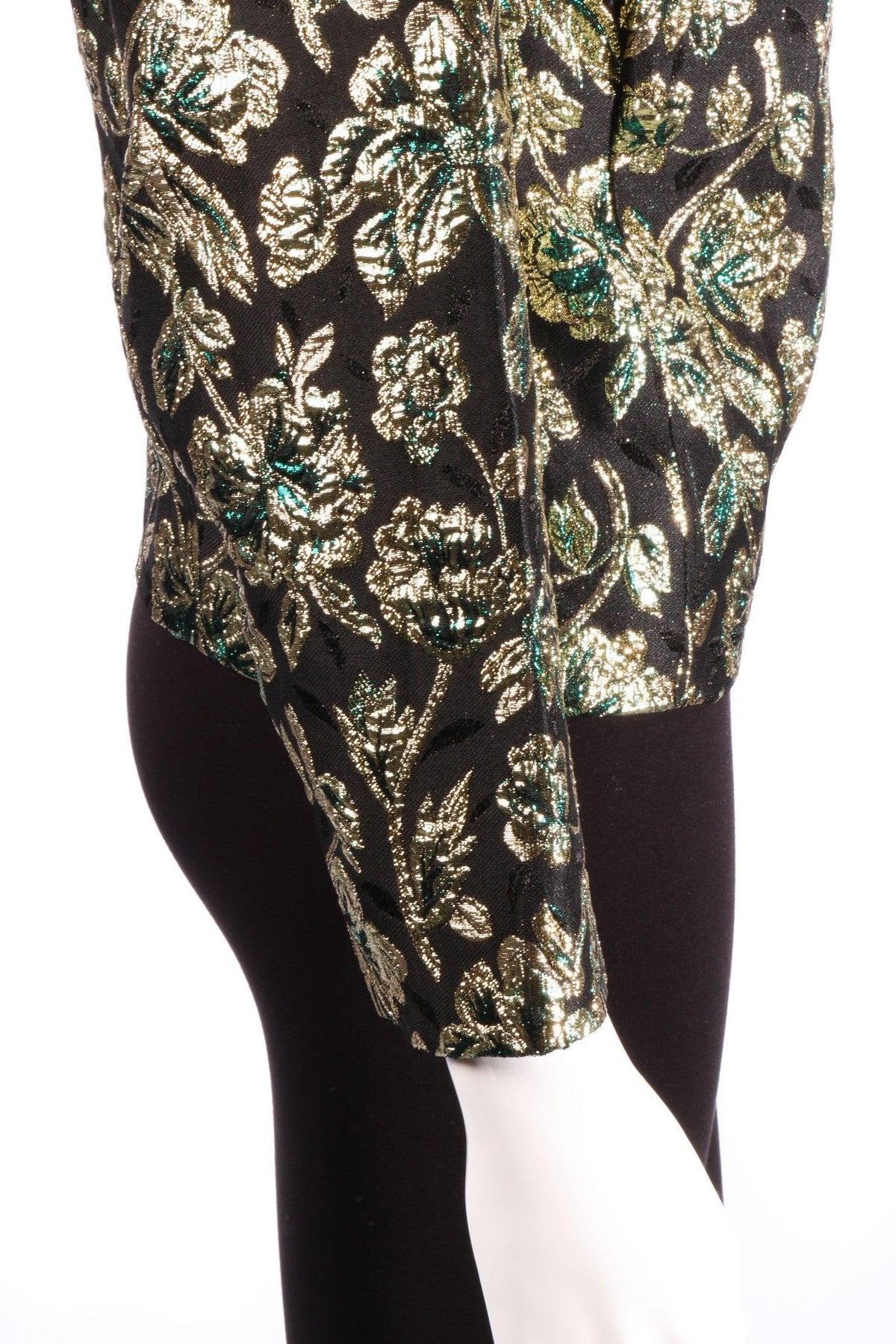 Black and green metallic jacket detail