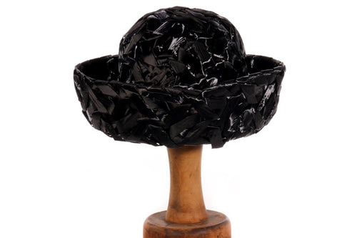 Black woven plastic hat 