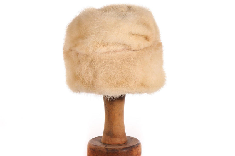 Cream winter fur hat 