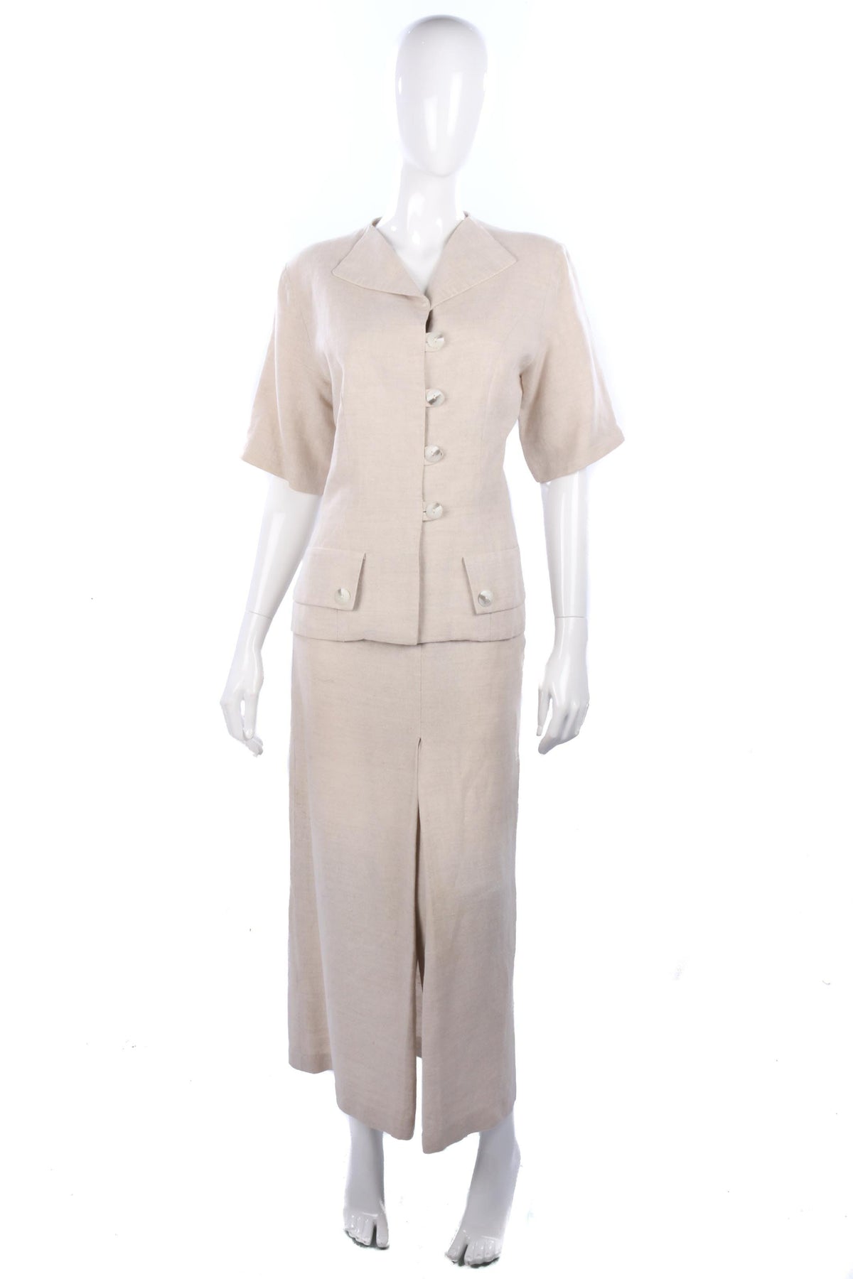 Linen cream skirt suit by Yellow Hammer, size 10 - Ava & Iva
