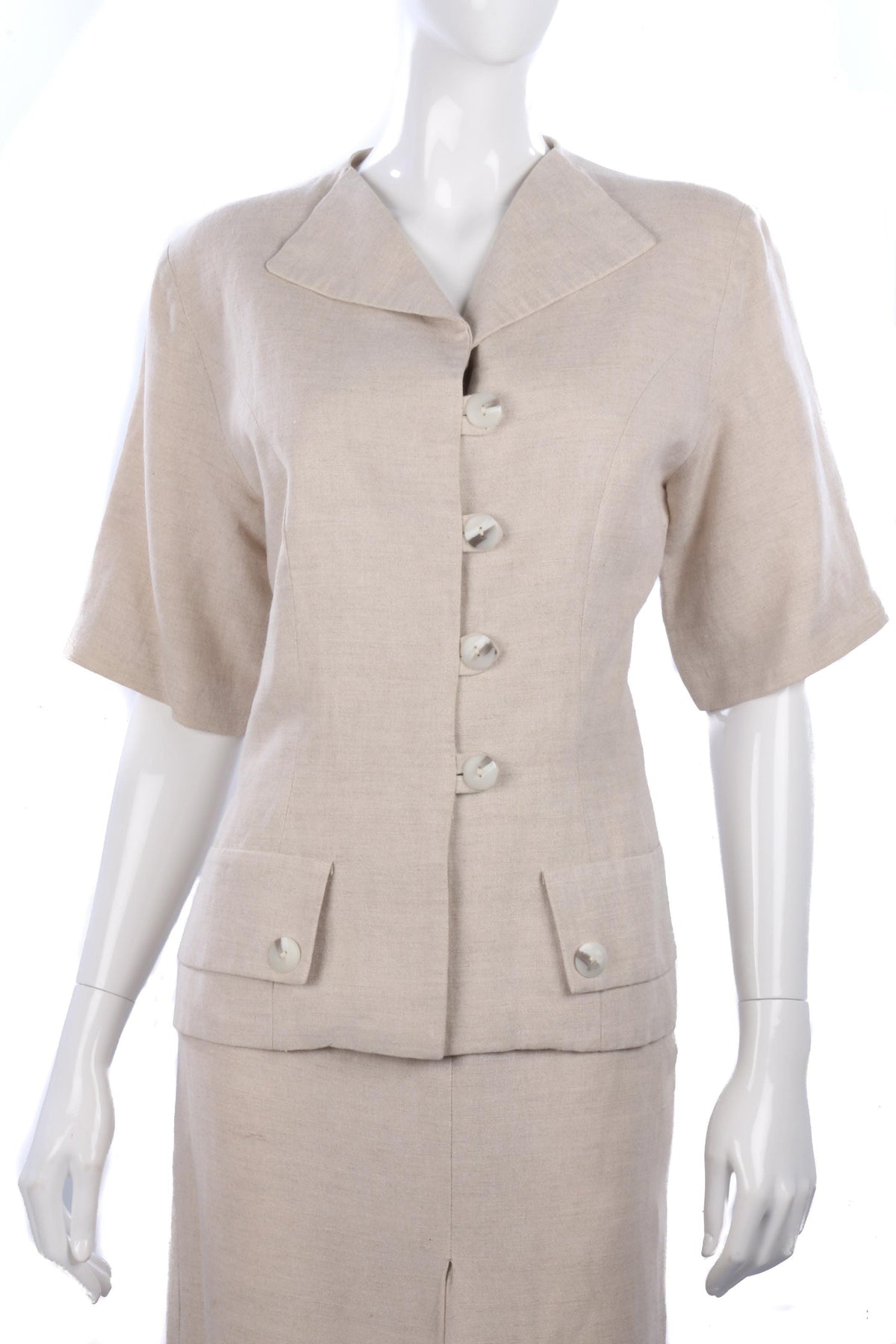 Linen cream skirt suit by Yellow Hammer, size 10 - Ava & Iva