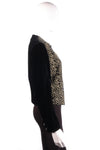 Jaeger Vintage Velvet Jacket Black with Gold Embroidery UK Size 10 - Ava & Iva