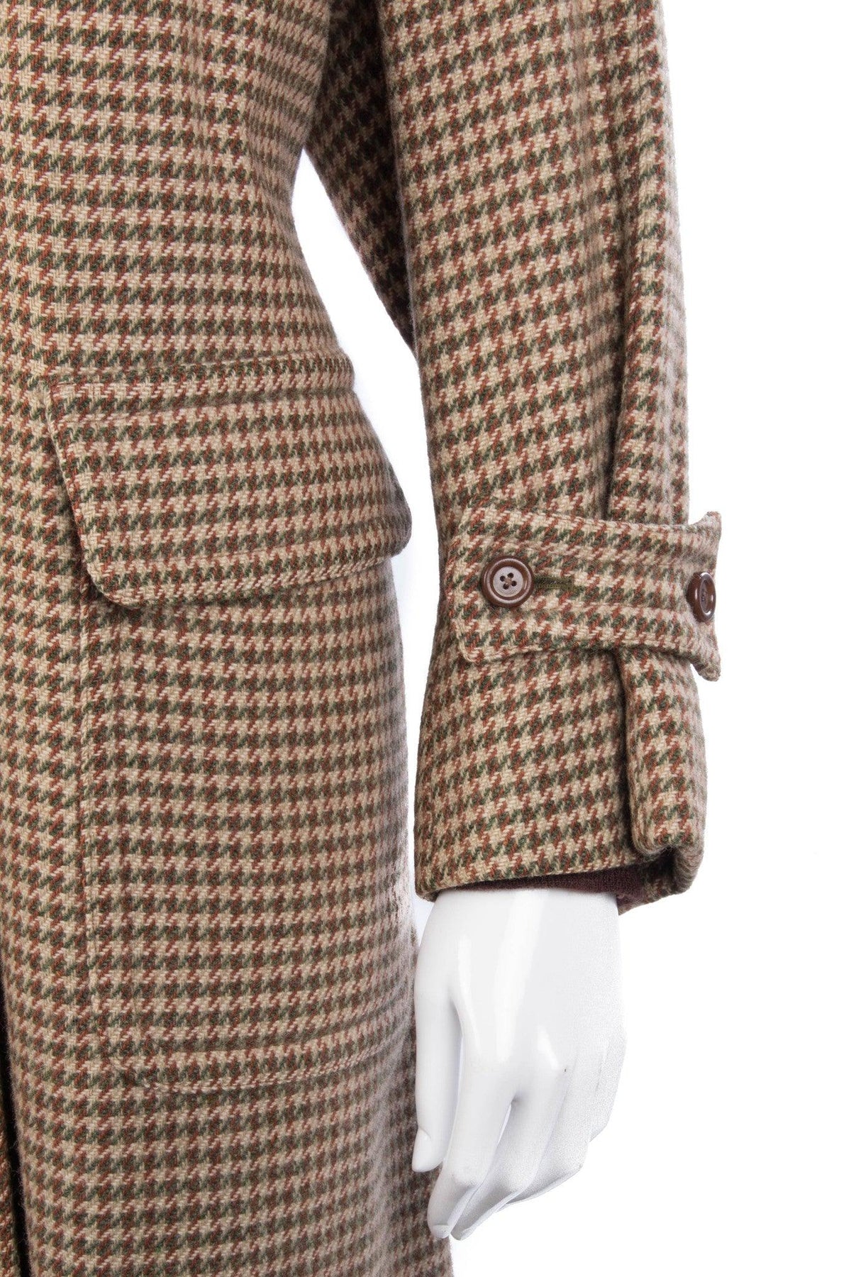Aquascutum Vintage Full Length Coat Brown and Cream Check. Size M - Ava & Iva