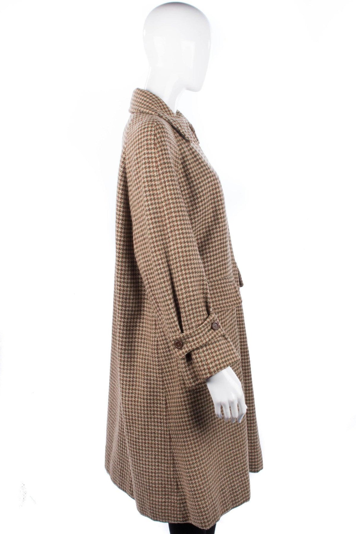 Aquascutum Vintage Full Length Coat Brown and Cream Check. Size M - Ava & Iva