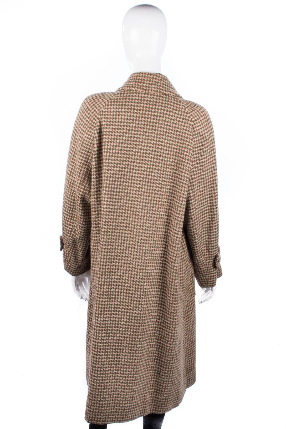 Aquascutum Vintage Full Length Coat Brown and Cream Check. Size M - Ava & Iva