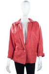 Lovely Vintage Soft Leather Jacket 1980's Coral Colour Size S - Ava & Iva